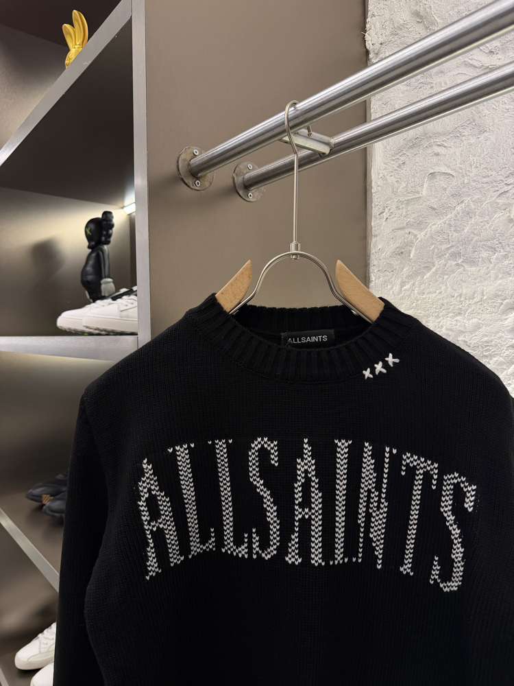 Allsaints %100 Pamuk Cashmere Triko Kazak (Siyah)