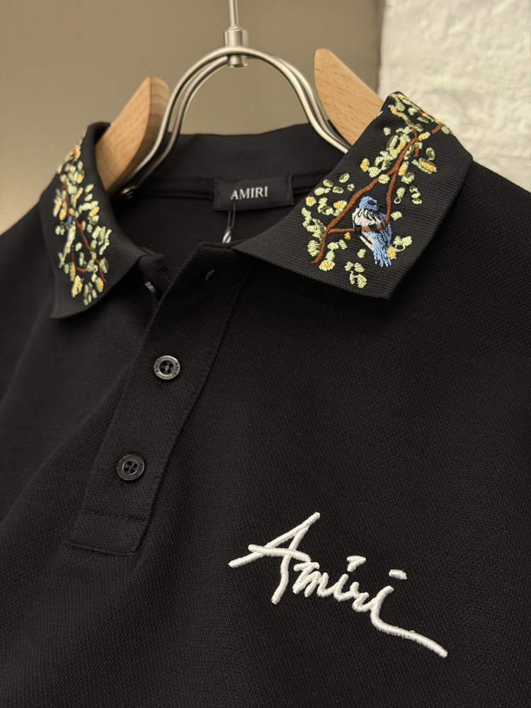 AMIRI Logo Appliquéd %100 Cotton Polo Tshirt