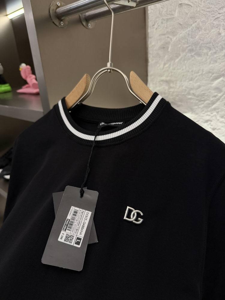 Dolce Gabbana Logo Appliquéd %100 Cotton Tshirt