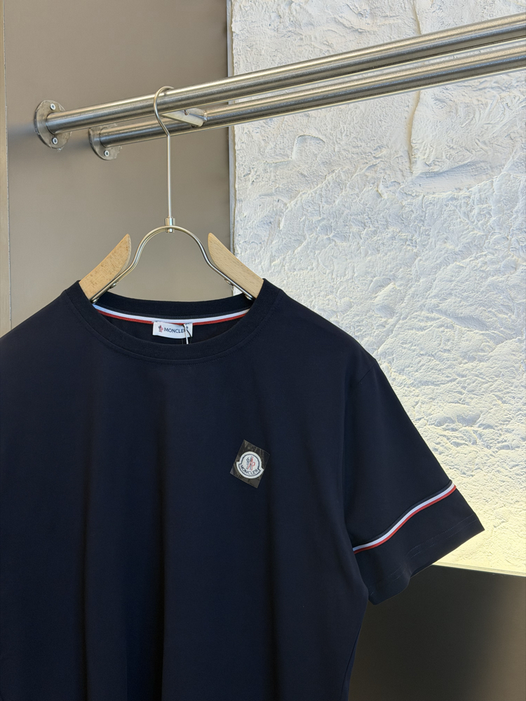 Moncler Logo Appliquéd %100 Cotton Tshirt Lacivert