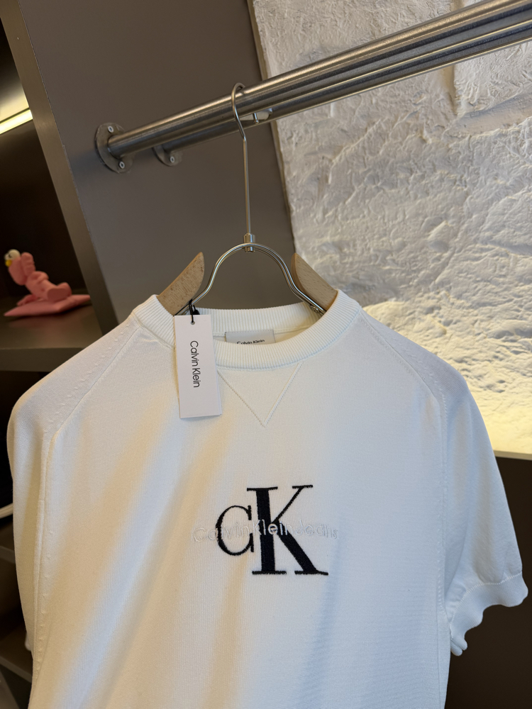 Calvin Klein Logo Appliquéd %100 Cotton Knitwear
