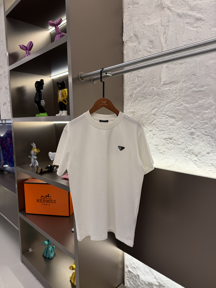 Prada Milano Logo Appliquéd %100 Cotton Tshirt