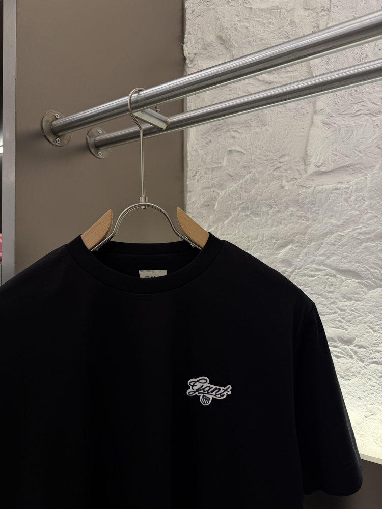 GANT Logo Appliquéd %100 Cotton Tshirt Siyah