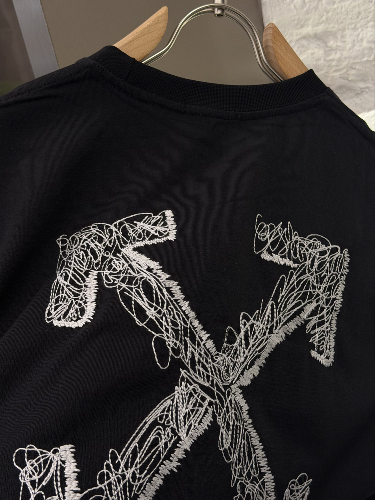 Off White Logo Appliquéd %100 Cotton Tshirt