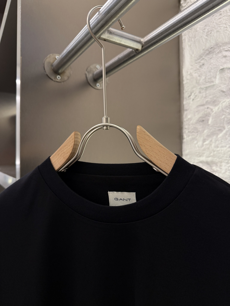 GANT Logo Appliquéd %100 Cotton Tshirt Siyah