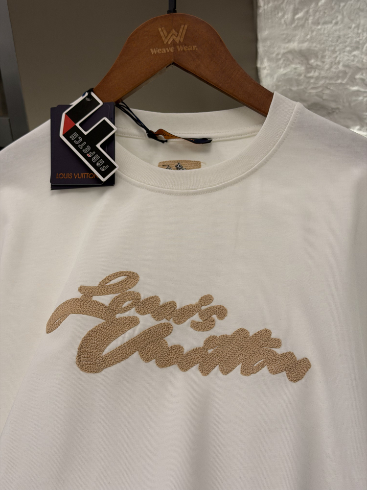Louis Vuitton Logo Appliquéd %100 Cotton Tshirt