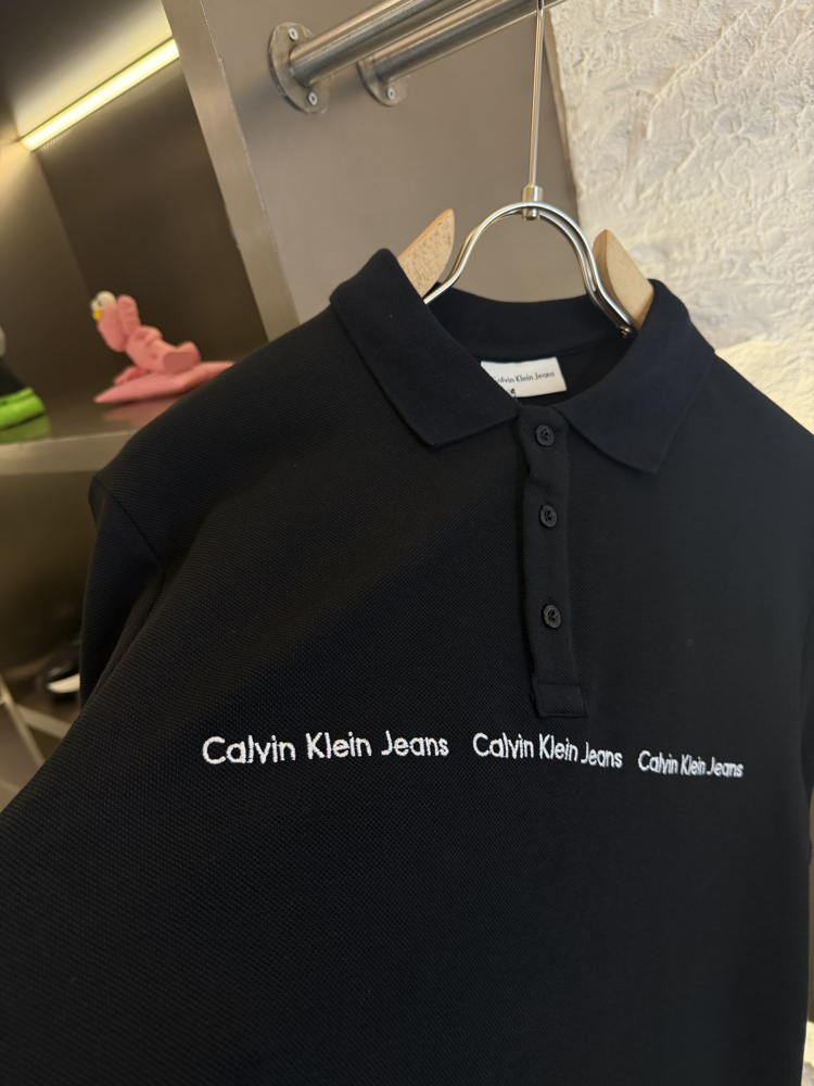 Calvin Klein Logo Appliquéd %100 Cotton Polo Tshirt Siyah