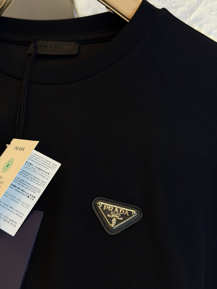 Prada Milano Logo Appliquéd %100 Cotton Tshirt