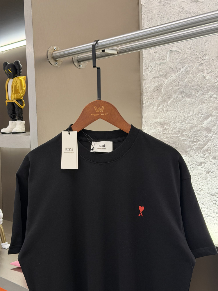 Ami Paris Logo Appliquéd %100 Cotton Tshirt Siyah