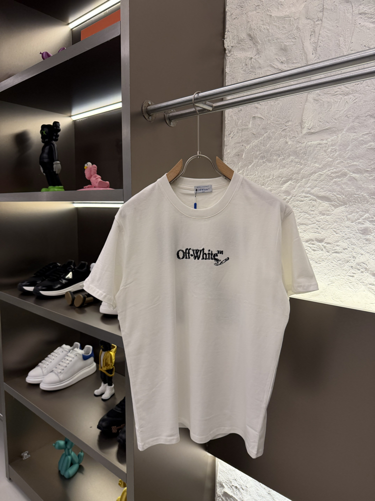 Off White Logo Appliquéd %100 Cotton Tshirt