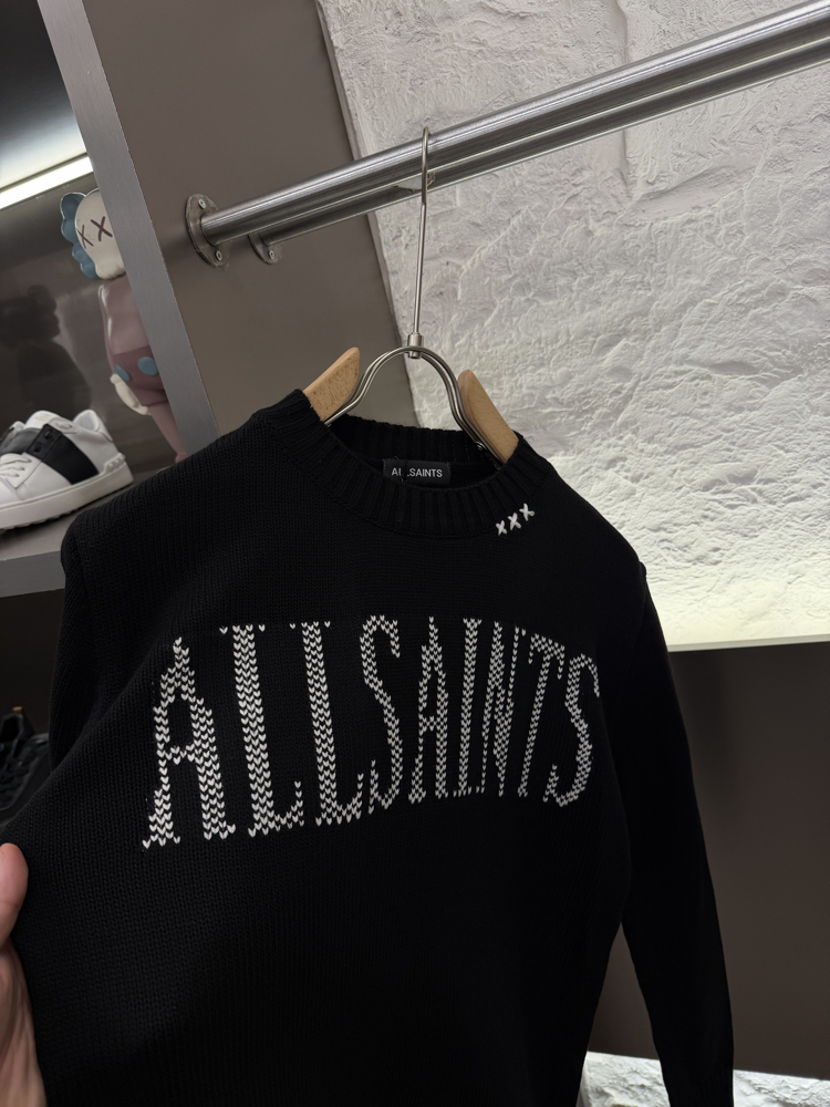 Allsaints %100 Pamuk Cashmere Triko Kazak (Siyah)