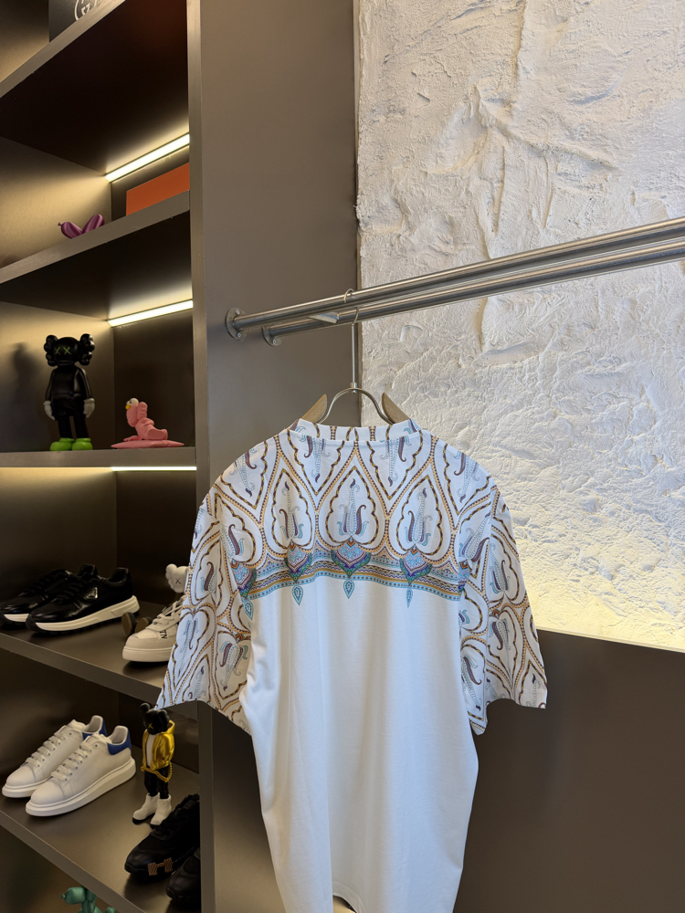 Etro Milano Logo Appliquéd %100 Cotton Tshirt