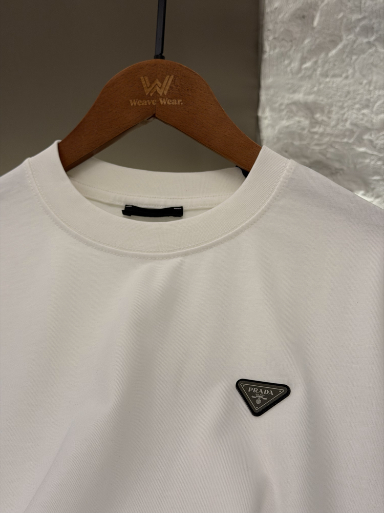 Prada Milano Logo Appliquéd %100 Cotton Tshirt
