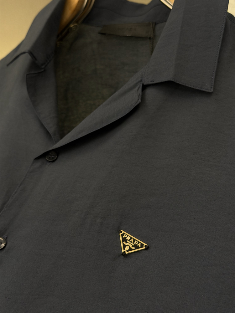 Prada Milano İthal Logo Appliquéd Shirt Gömlek Lacivert