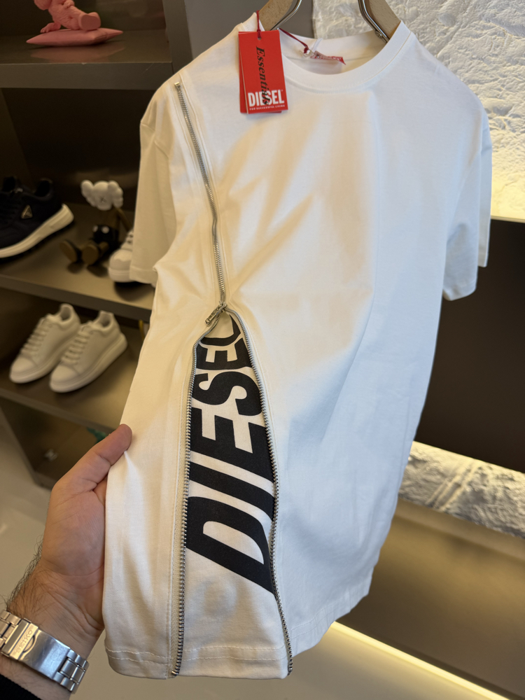 Diesel Logo Appliquéd %100 Cotton Tshirt