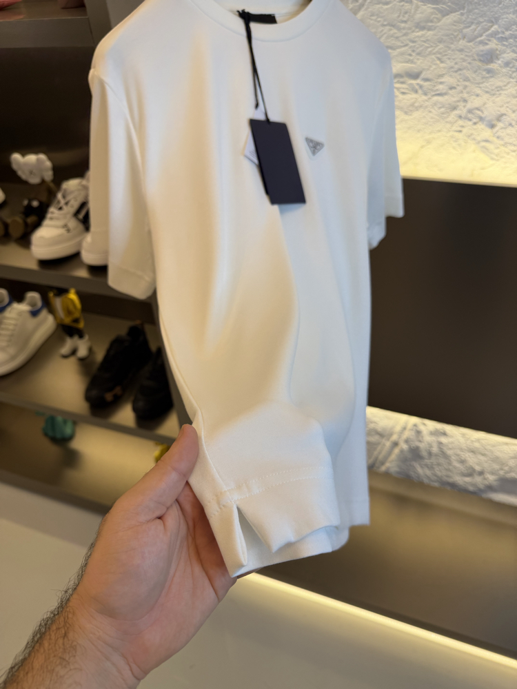 Prada Milano Logo Appliquéd %100 Cotton Tshirt