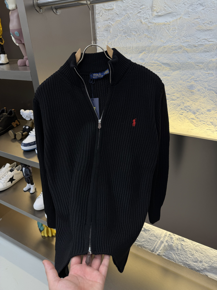 Ralph Lauren İthal Full Zip Örme Triko Hırka (Siyah)