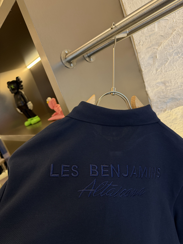 Les Benjamins Logo Appliquéd %100 Cotton Polo Tshirt Lacivert