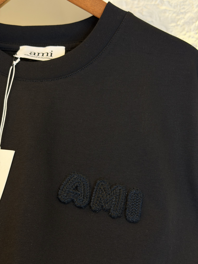 Ami Paris Logo Appliquéd %100 Cotton Tshirt