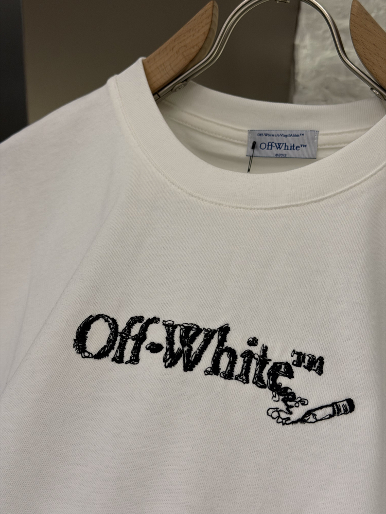 Off White Logo Appliquéd %100 Cotton Tshirt