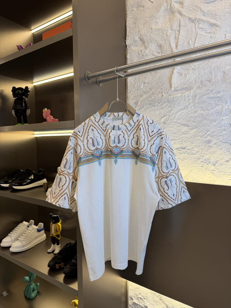 Etro Milano Logo Appliquéd %100 Cotton Tshirt