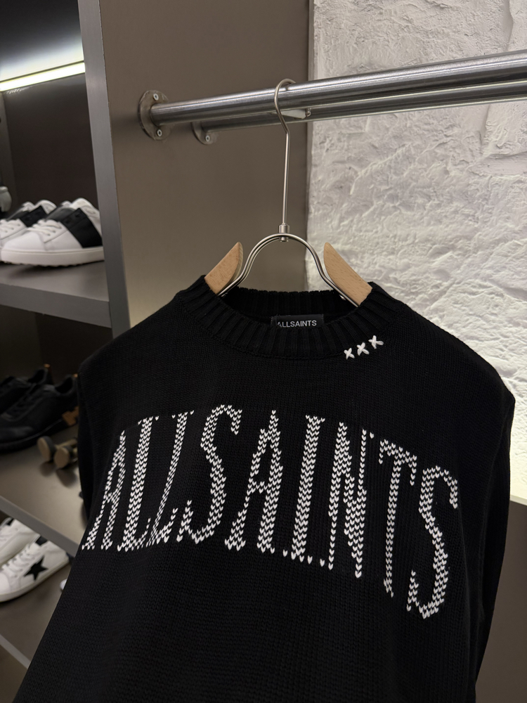 Allsaints %100 Pamuk Cashmere Triko Kazak (Siyah)