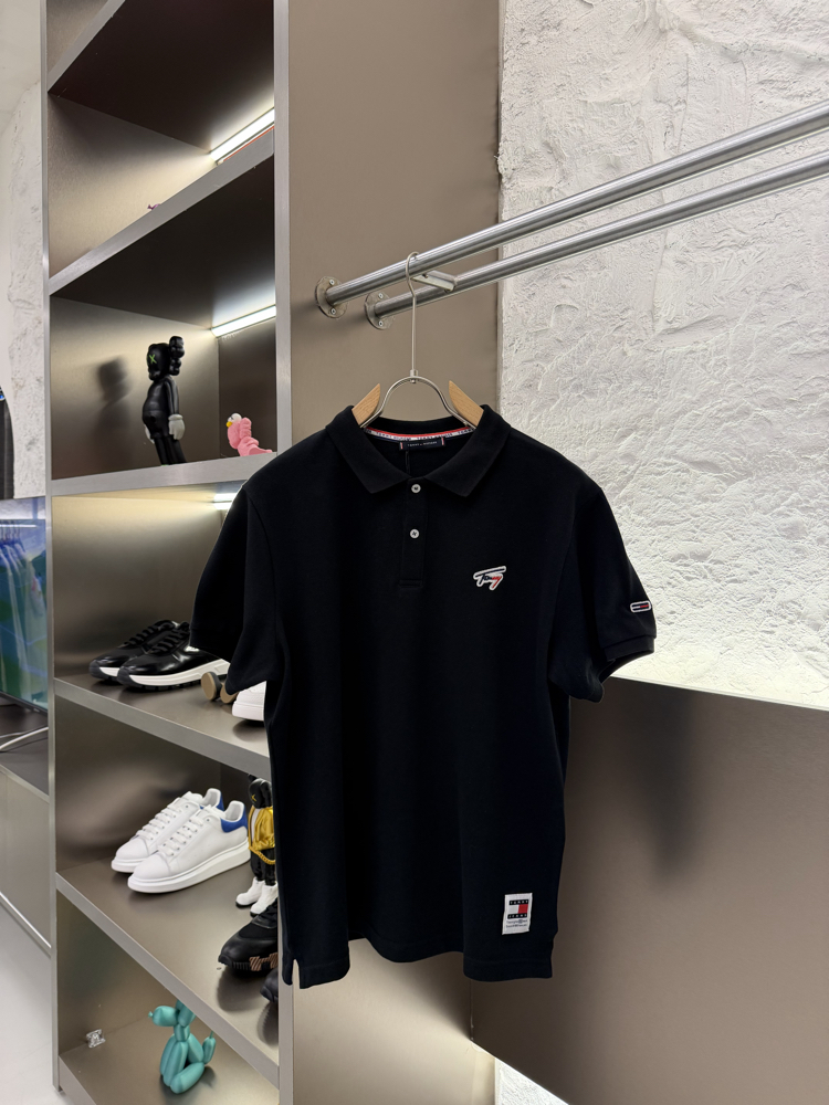 Tommy H. Logo Appliquéd %100 Cotton Polo Tshirt