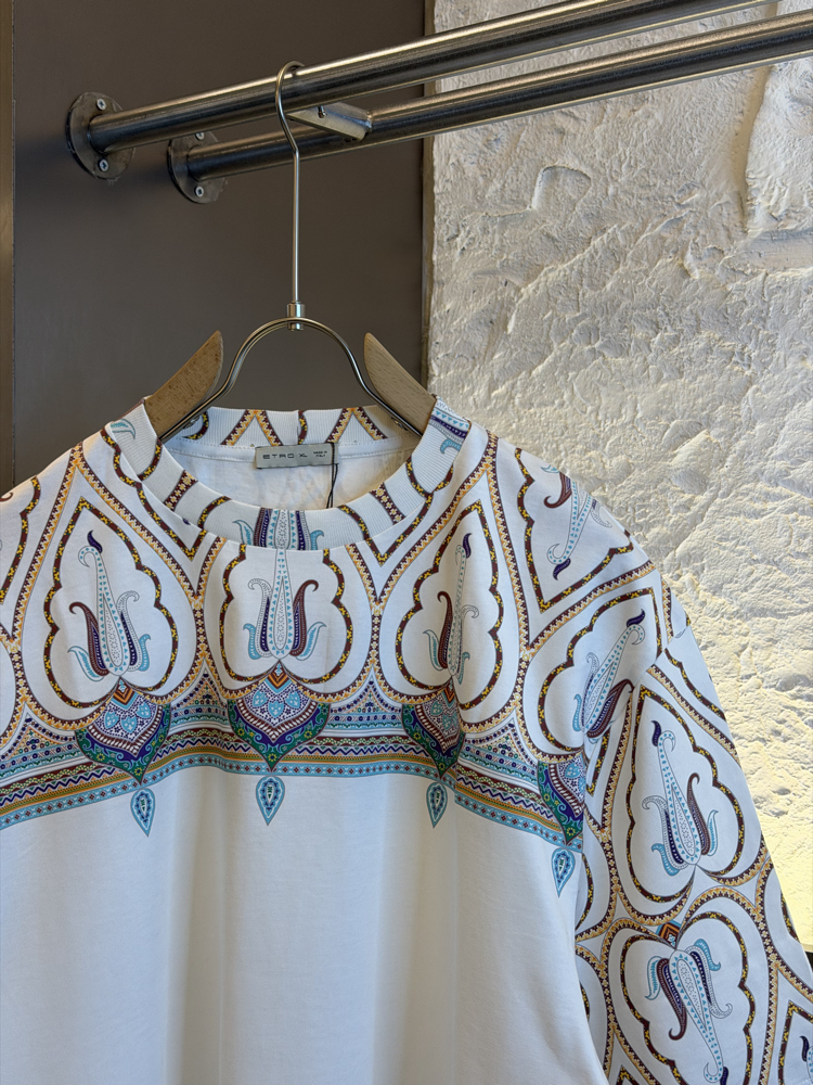Etro Milano Logo Appliquéd %100 Cotton Tshirt