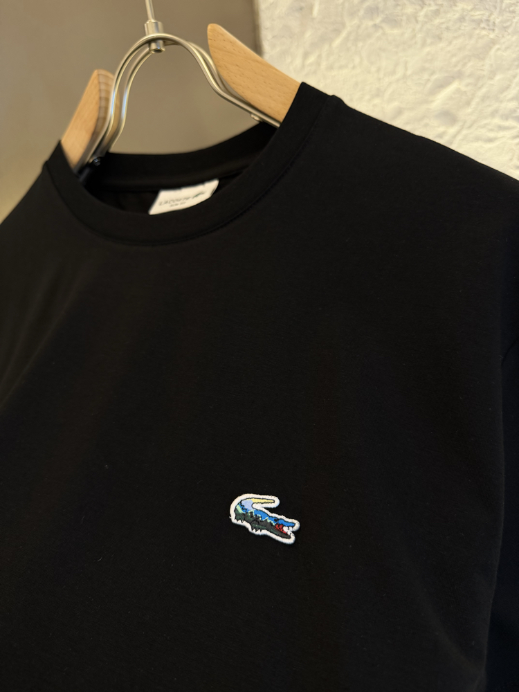 Timsah Logo Appliquéd %100 Cotton Tshirt Siyah