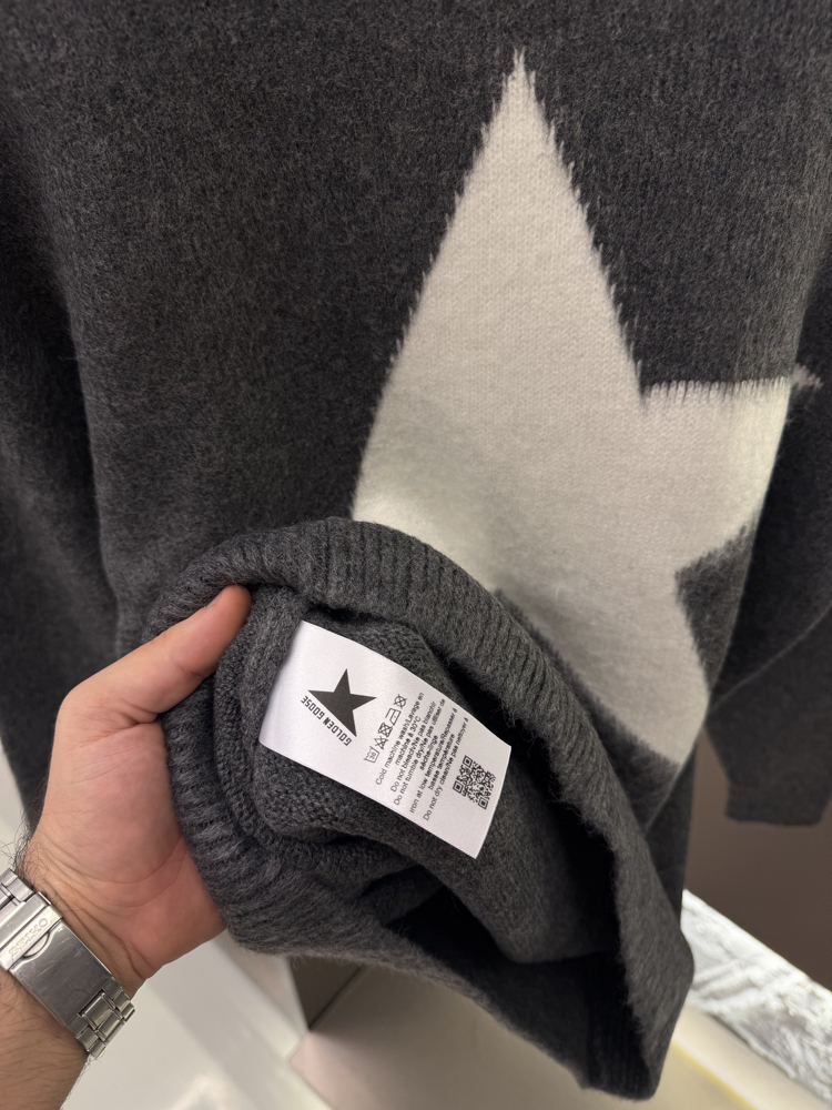 Golden Goose Premium %100 Pamuk Triko Kazak Antrasit