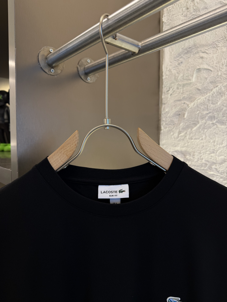 Timsah Logo Appliquéd %100 Cotton Tshirt Siyah