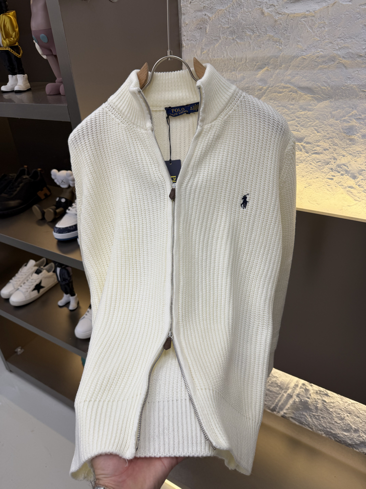 Ralph Lauren İthal Full Zip Örme Triko Hırka (Beyaz)