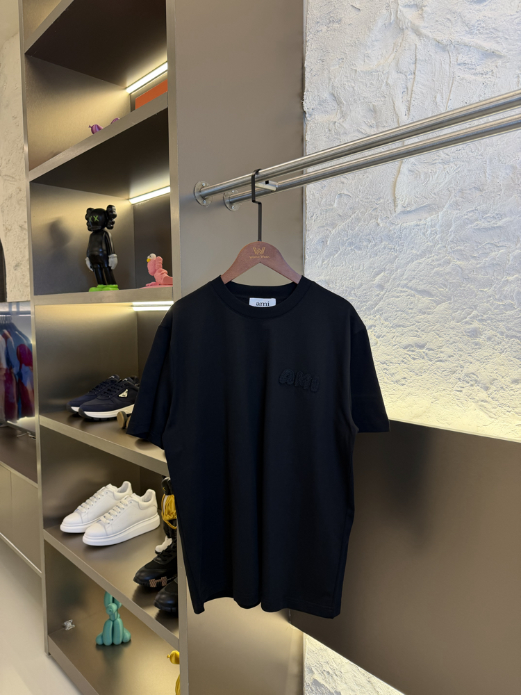 Ami Paris Logo Appliquéd %100 Cotton Tshirt