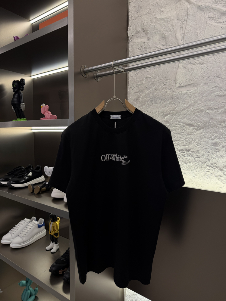 Off White Logo Appliquéd %100 Cotton Tshirt
