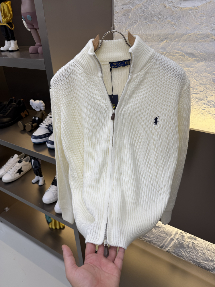 Ralph Lauren İthal Full Zip Örme Triko Hırka (Beyaz)