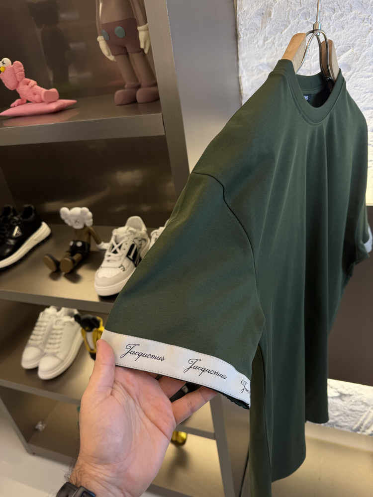 Jacquemus Logo Appliquéd %100 Cotton Tshirt Haki
