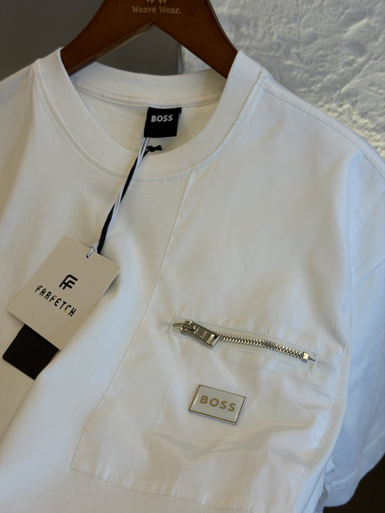 BOSS Logo Appliquéd %100 Cotton Tshirt