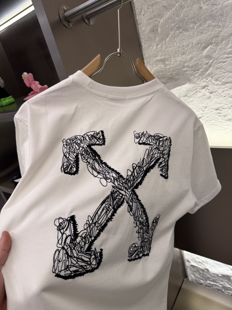 Off White Logo Appliquéd %100 Cotton Tshirt
