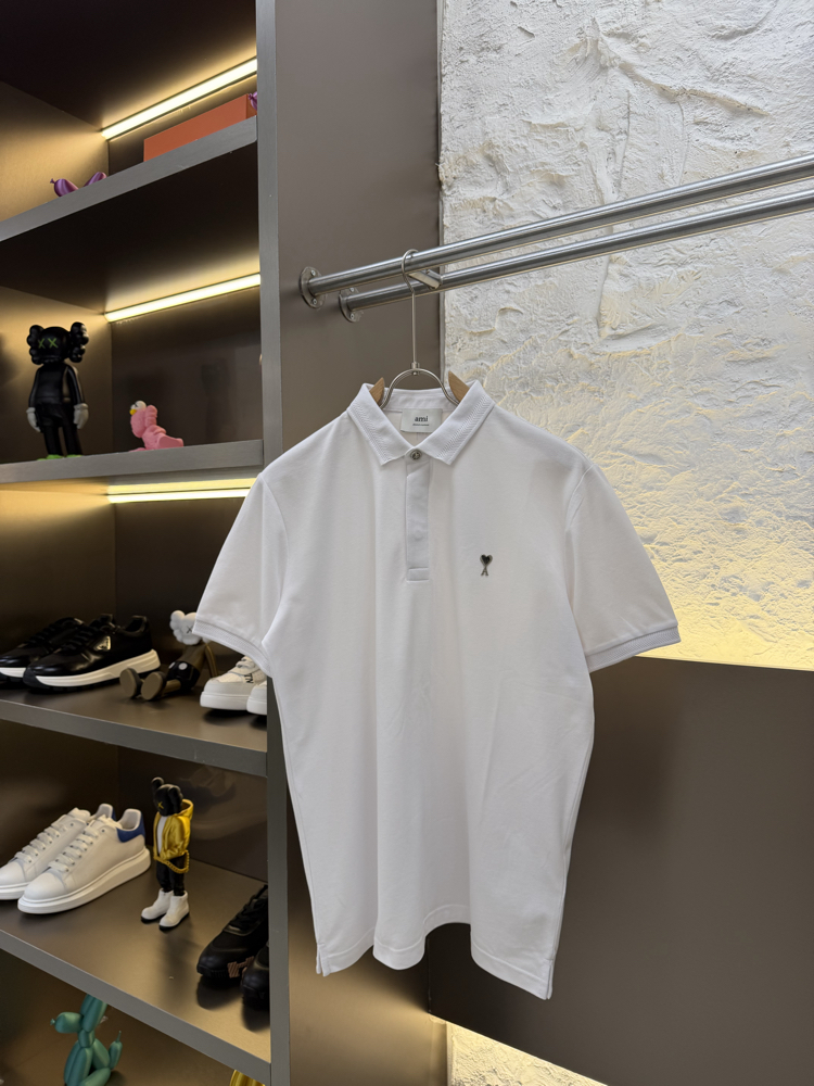Ami Paris Logo Appliquéd %100 Cotton Polo Tshirt