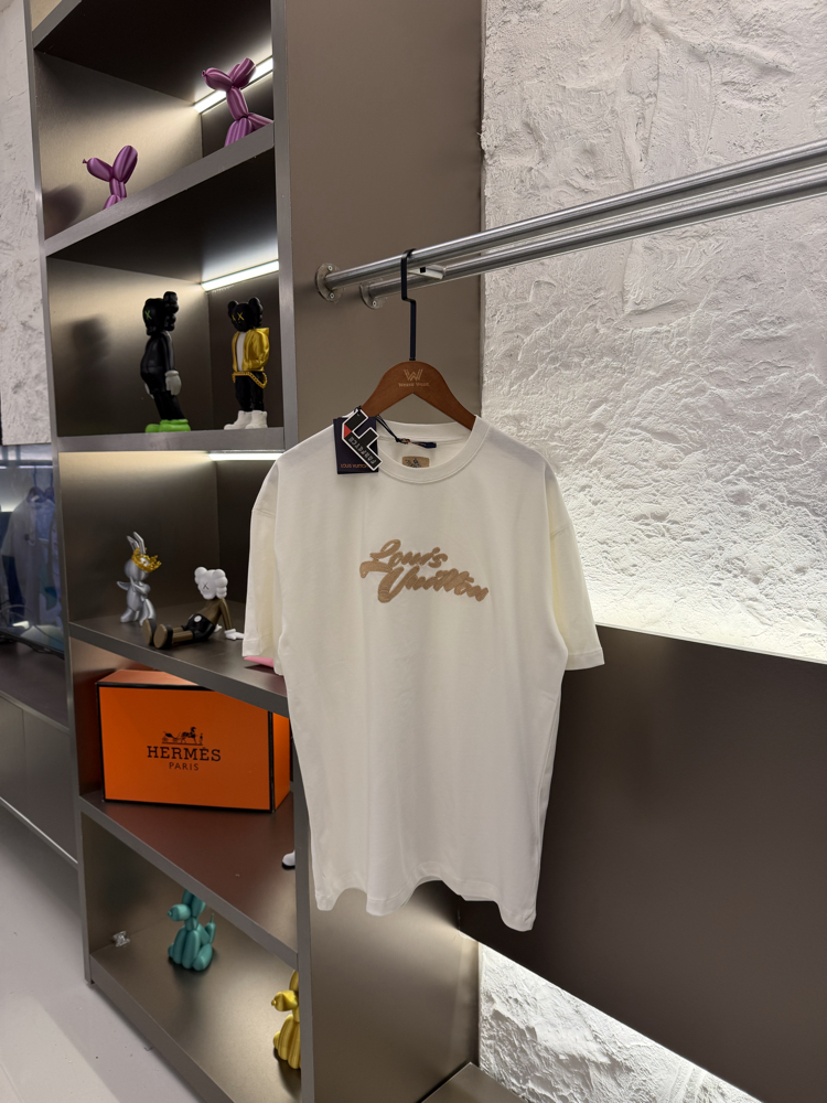 Louis Vuitton Logo Appliquéd %100 Cotton Tshirt