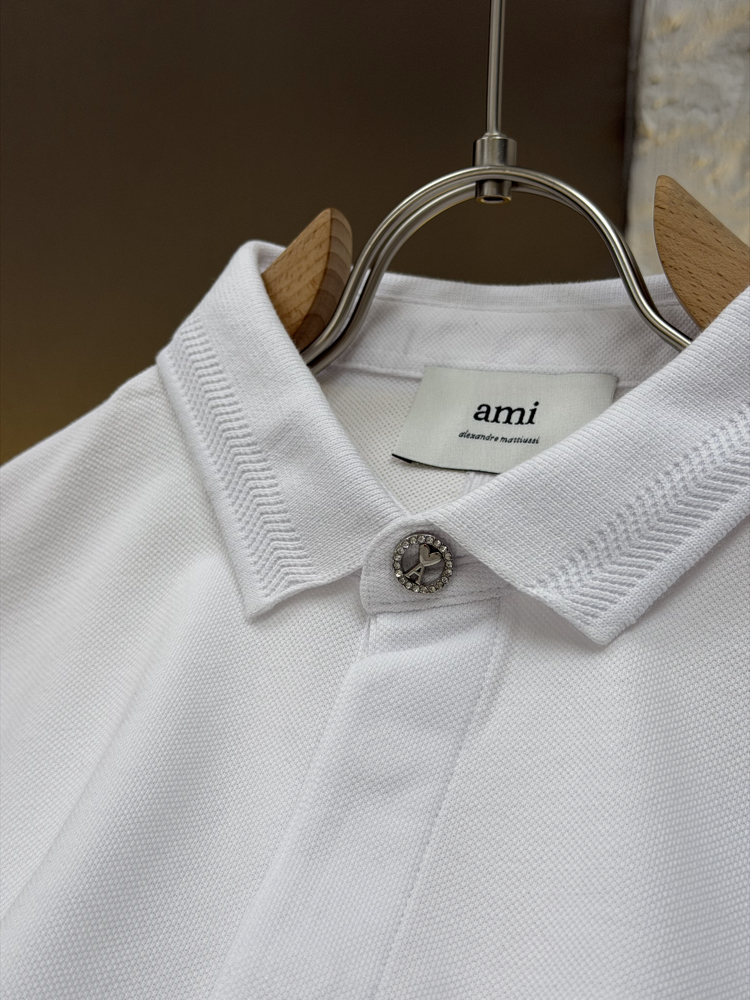 Ami Paris Logo Appliquéd %100 Cotton Polo Tshirt