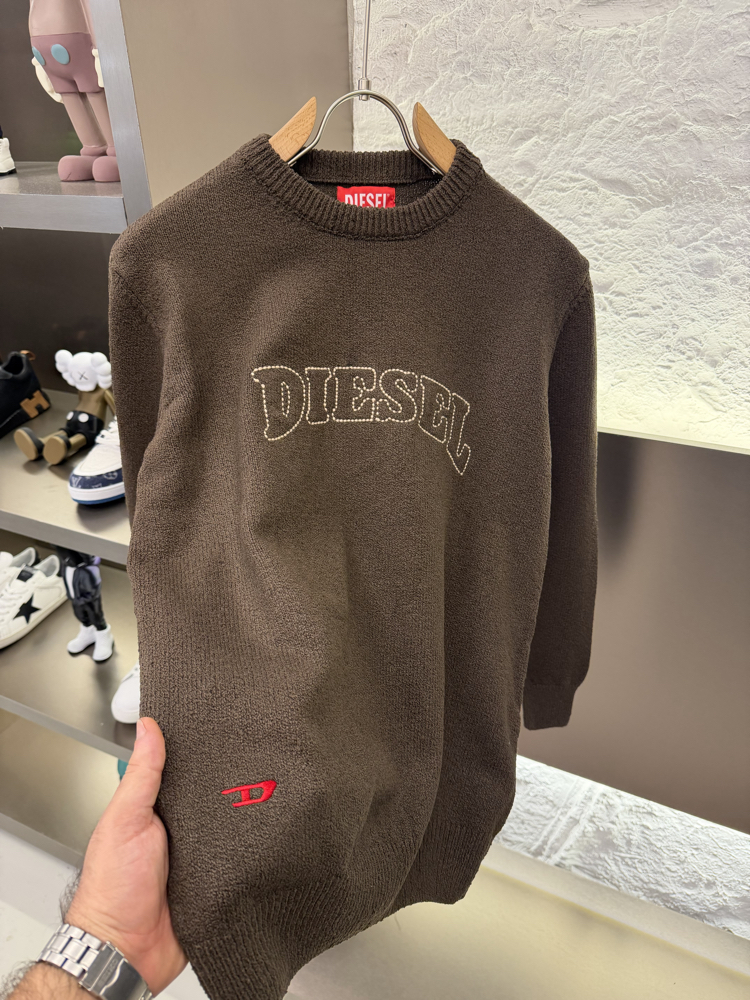 Diesel Premium %100 Pamuk Triko Kazak Kahve