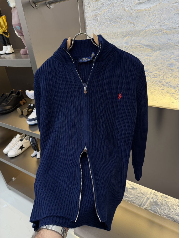 Ralph Lauren İthal Full Zip Örme Triko Hırka (Lacivert)