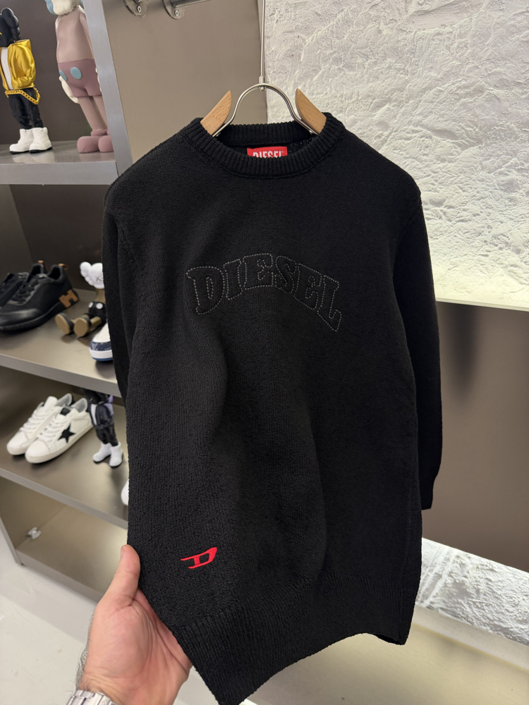 Diesel Premium %100 Pamuk Triko Kazak Siyah