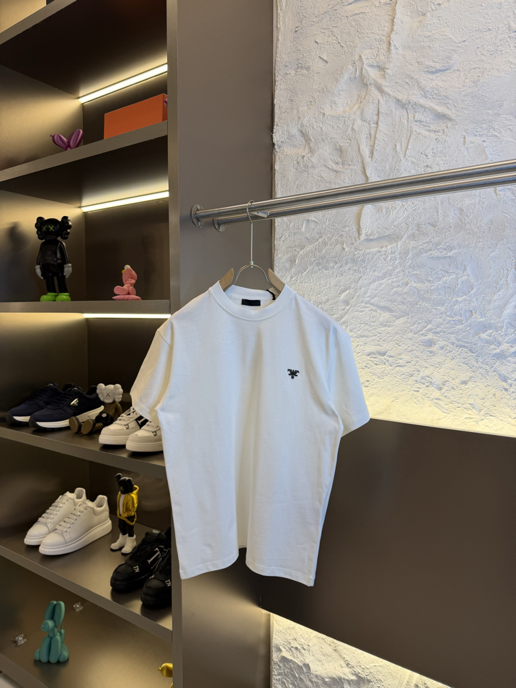Prada Milano Logo Appliquéd %100 Cotton Tshirt