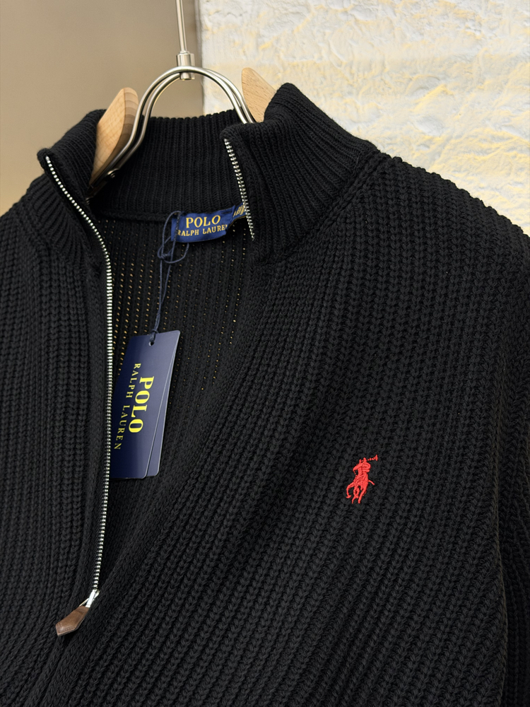 Ralph Lauren İthal Full Zip Örme Triko Hırka (Siyah)