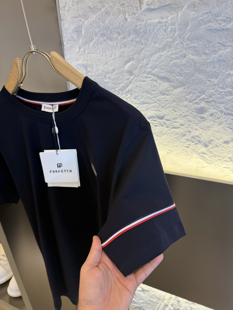 Moncler Logo Appliquéd %100 Cotton Tshirt Lacivert