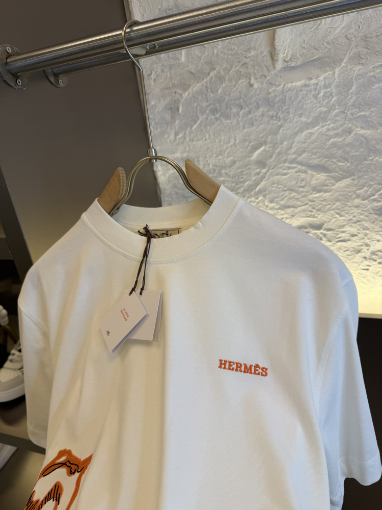 Hermès Paris Logo Appliquéd %100 Cotton Tshirt