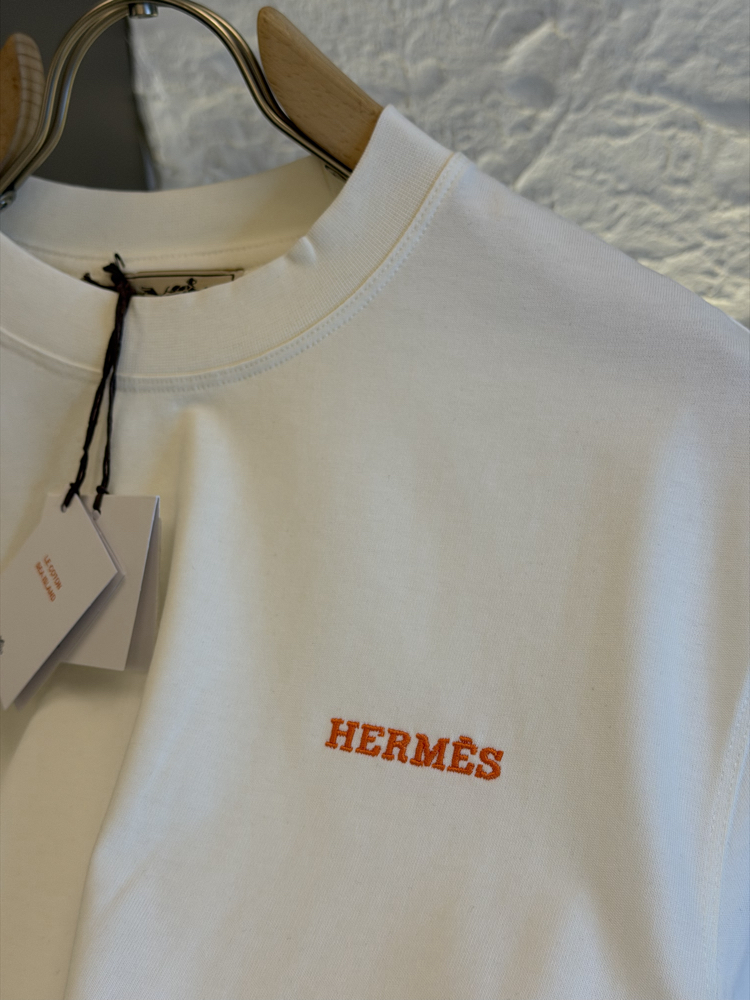 Hermès Paris Logo Appliquéd %100 Cotton Tshirt
