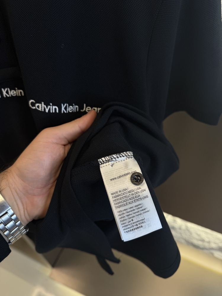 Calvin Klein Logo Appliquéd %100 Cotton Polo Tshirt Siyah